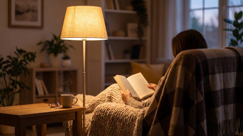 Домашний вечер с книгой в кресле