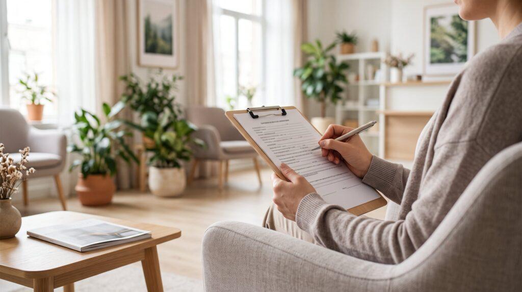 Заполнение анкеты в зоне ожидания стоматологии